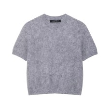 Five point sleeve top solid color knitted sweater for women