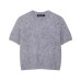 Five point sleeve top solid color knitted sweater for women