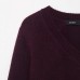 Temperament V-neck long sleeved pullover loose knit sweater for women