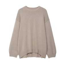 Long sleeved single breasted solid color pullover knitted sweater for women Long sleeved single breasted solid color pullover knitted sweater for women