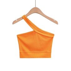 Tailored sloping shoulder strapless vest