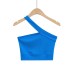 Tailored sloping shoulder strapless vest
