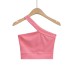Tailored sloping shoulder strapless vest