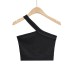 Tailored sloping shoulder strapless vest