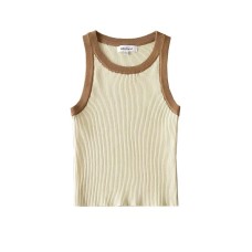 Elastic slim fit contrasting edge knitted vest