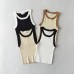 Elastic slim fit contrasting edge knitted vest