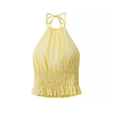 Temperament texture hanging neck collar backless top