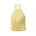 Temperament texture hanging neck collar backless top Temperament texture hanging neck collar backless top