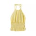 Temperament texture hanging neck collar backless top Temperament texture hanging neck collar backless top