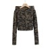 Camouflage printed slim fit hooded top