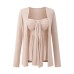 Twisted pleated ribbon strapless top for women+long sleeved cardigan jacket two-piece set