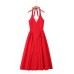 V-neck low cut hanging neck dress