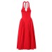V-neck low cut hanging neck dress