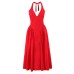 V-neck low cut hanging neck dress