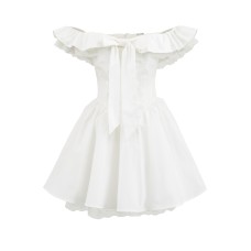 Solid color bow one neck dress