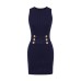 Gold button sleeveless knitted vest dress