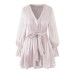 Ruffle V-neck Strap Waist Dress
