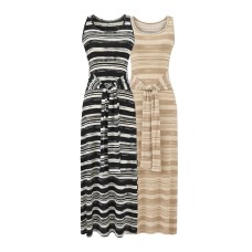 Fake two striped strap vest skirts