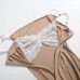 Khaki lace camisole short skirt