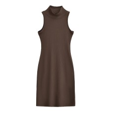 Sleeveless semi high neck dress