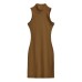 Sleeveless semi high neck dress