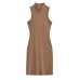 Sleeveless semi high neck dress