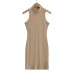 Sleeveless semi high neck dress