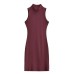 Sleeveless semi high neck dress