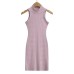 Sleeveless semi high neck dress