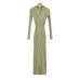 V-neck pit stripe knitted long sleeved dress