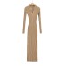 V-neck pit stripe knitted long sleeved dress