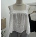 Hollow lace camisole embroidered lace short loose top