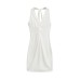 Sleeveless lace up dress with neck tied and twisted long skirt