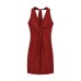 Sleeveless lace up dress with neck tied and twisted long skirt