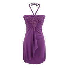 Hanging neck one shoulder strapless suspender dress