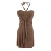 Hanging neck one shoulder strapless suspender dress