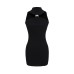 Shoulder digging knitted neck hanging dress
