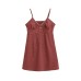 Grid V-neck lace camisole dress short skirt for women