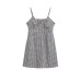 Grid V-neck lace camisole dress short skirt for women