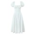 Square neck bubble sleeve slim fit dress