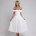 Square neck bubble sleeve slim fit dress