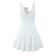 Square collar buckle slim fit suspender dress