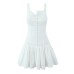 Square collar buckle slim fit suspender dress