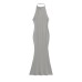 Big backless hanging neck fish tail wrapped buttocks skirt dress for women