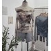 One shoulder tie dye printed mesh top