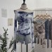 One shoulder tie dye printed mesh top