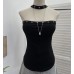 Hanging neck exposed shoulder hollowed out lace up top