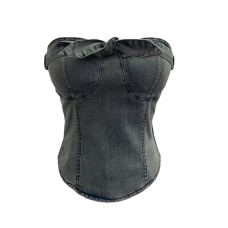 Cowboy strapless tank top with bow tie