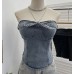 Cowboy strapless tank top with bow tie