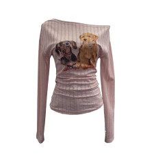 Slant shoulder pleated slim fit top
